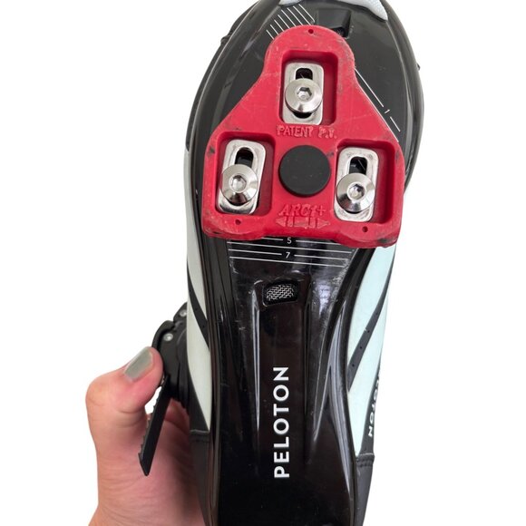 Peloton Cycling Shoes Black Red Trim & Cleats Size 38 Adjustable Straps - Picture 12 of 12